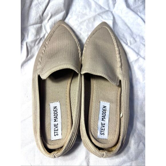 Steve Madden Shoes - Steve Madden Womens Sabin Knit Slip-On Pointed Toe Mules Flat Shoes Cream Size 7